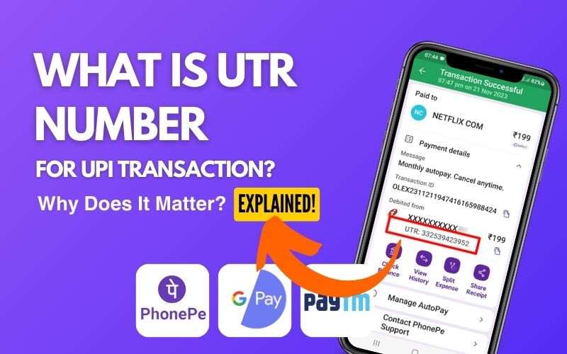 UTR Number For UPI Transaction